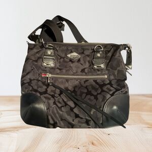 MZ Wallace Camo Print Shoulder Bag in Black w/Red interior GUC